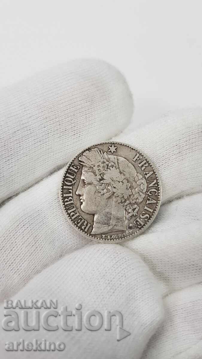 Rare silver coin 1 franc 1888 France - 5