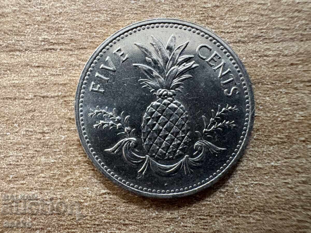 Бахамски острови - 5 цента (1987) Бахамски острови - 5 цента (1987)