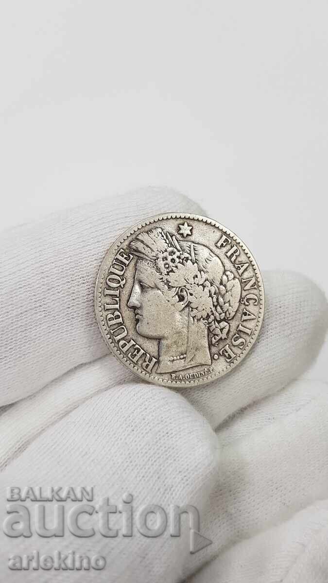 Srebŭroς σπάνιο νόμισμα 2 φράγκων 1881 Γαλλία - 5