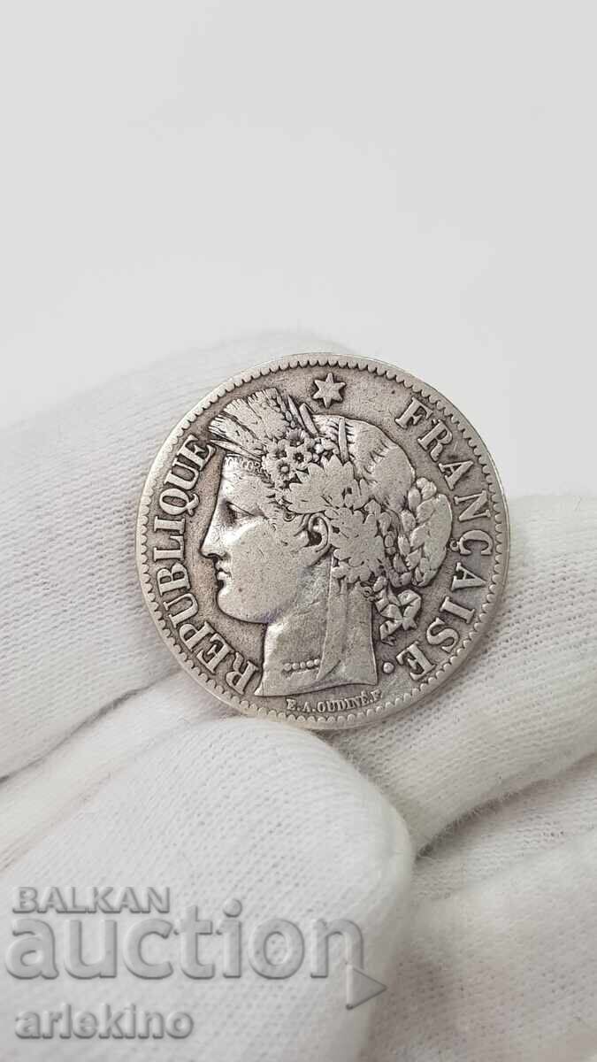 Srebŭroς σπάνιο νόμισμα 2 φράγκων 1881 Γαλλία