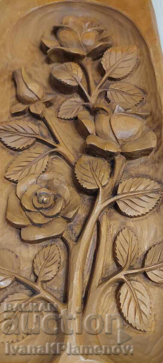 Auction Wood carving panel for connoisseurs 42cm x 22cm Auction Wood carving panel for connoisseurs 42cm x 22cm