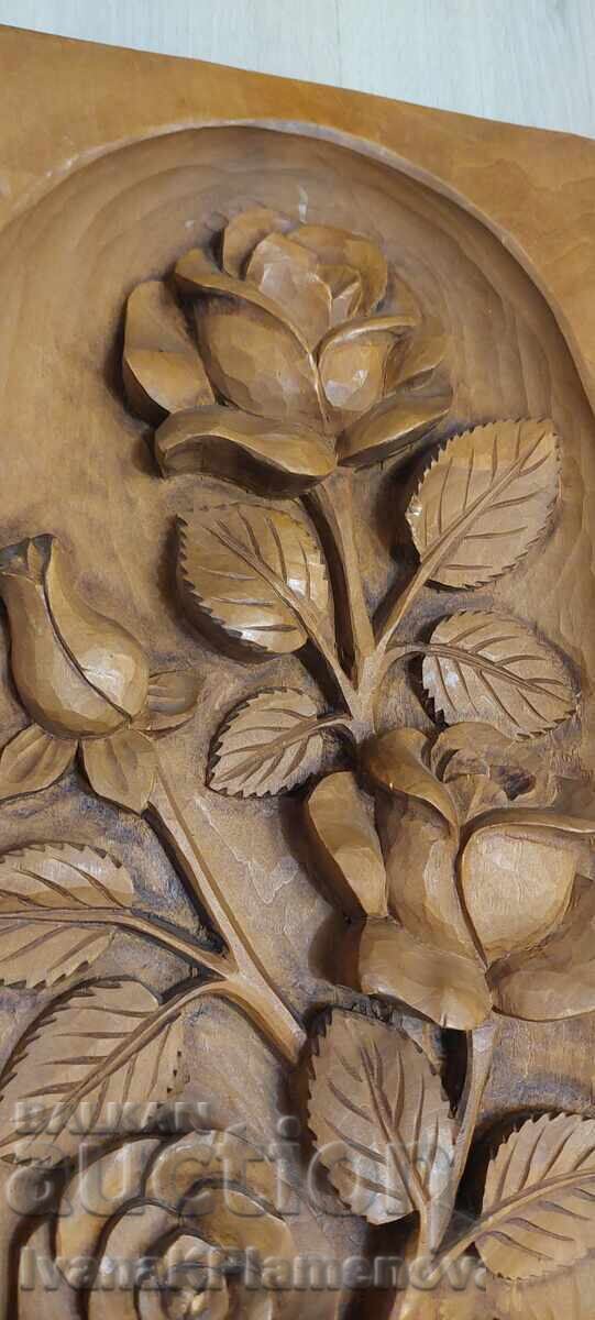 Delivery of Wood carving panel for connoisseurs 42cm x 22cm Delivery of Wood carving panel for connoisseurs 42cm x 22cm