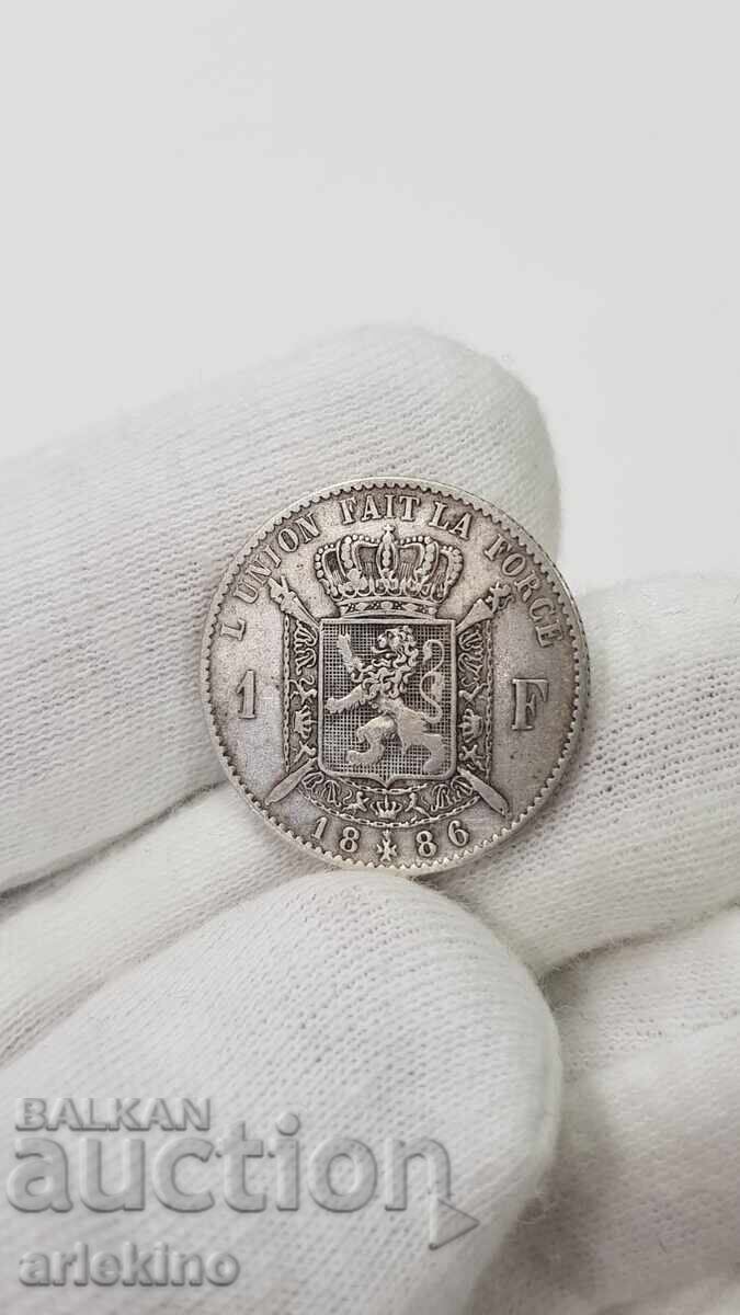 Auction Rare Silver Coin 1 Franc 1886 Belgium Auction Rare Silver Coin 1 Franc 1886 Belgium