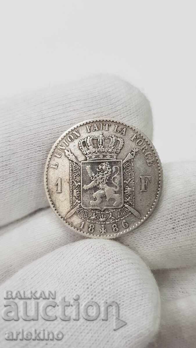Rare Silver Coin 1 Franc 1886 Belgium Rare Silver Coin 1 Franc 1886 Belgium