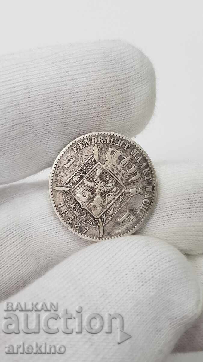 Auction Rare Silver Coin 1 Franc 1887 Belgium Auction Rare Silver Coin 1 Franc 1887 Belgium