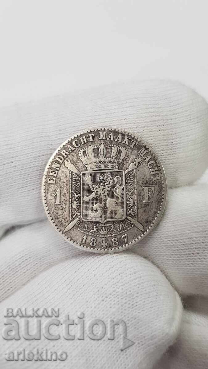 Rare Silver Coin 1 Franc 1887 Belgium Rare Silver Coin 1 Franc 1887 Belgium