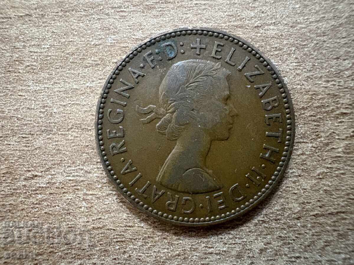 Ηνωμένο Βασίλειο - 1/2 πένες (1958) με τιμή 0.75 BGN | € 0.38