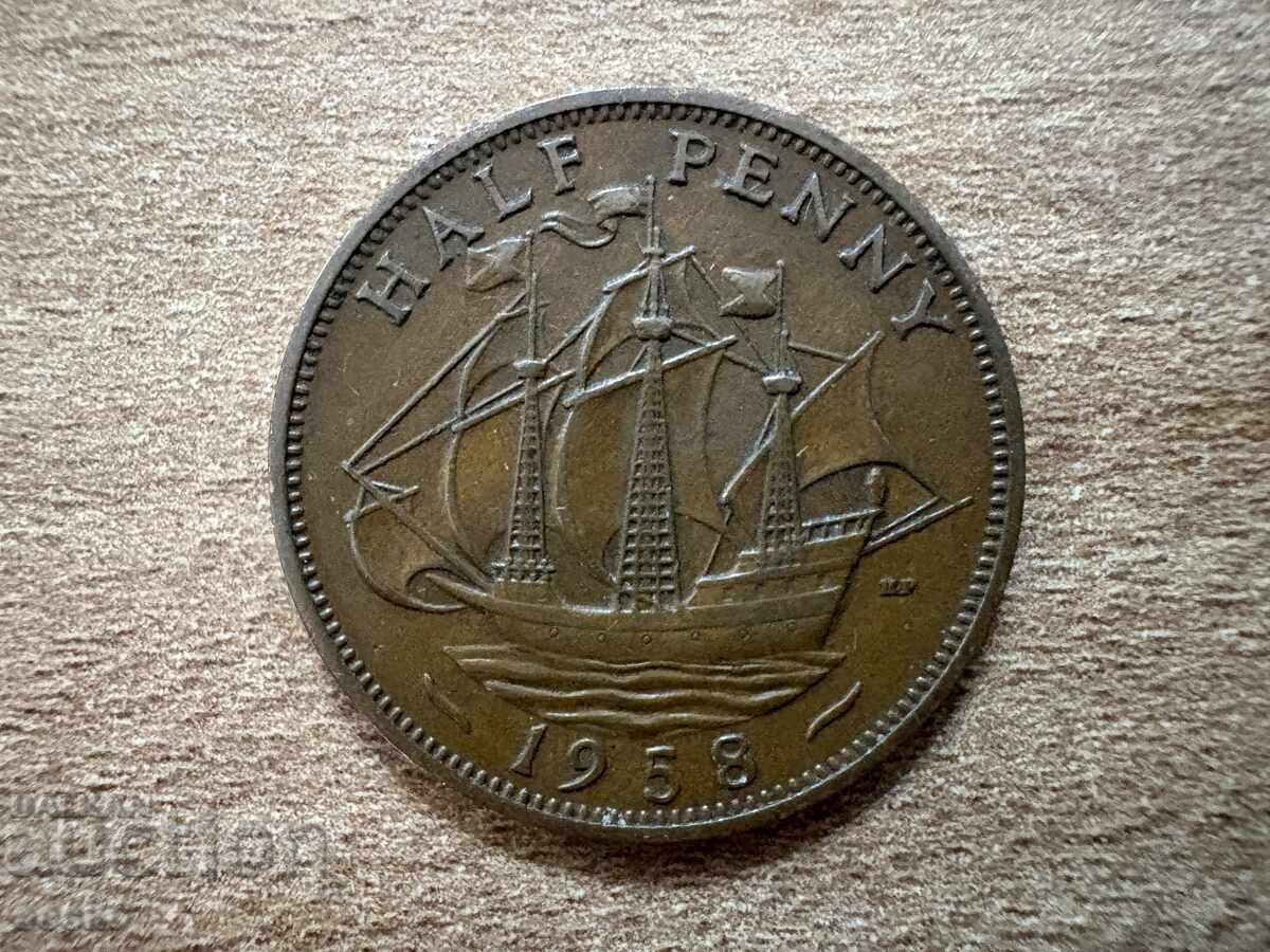 Ηνωμένο Βασίλειο - 1/2 πένες (1958)