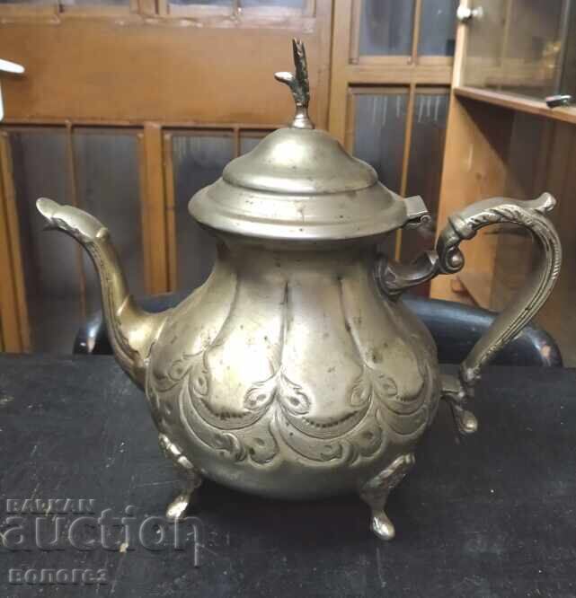 Antique silver-plated teapot with an eagle on the lid - Morocco