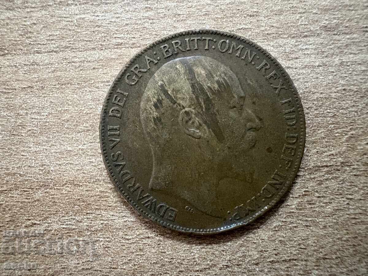 Marea Britanie - 1 penny (1908) cu preț 1.10 BGN | € 0.56