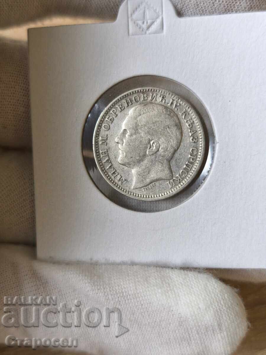 1 динар 1879 година Сърбия с цена 60.00 лв. | € 30.68 1 динар 1879 година Сърбия с цена 60.00 лв. | € 30.68