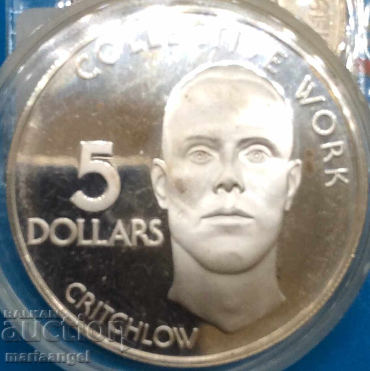 Παράδοση 5 δολάρια 1978 Γουιάνα 38ε UNC PROOF ασήμι