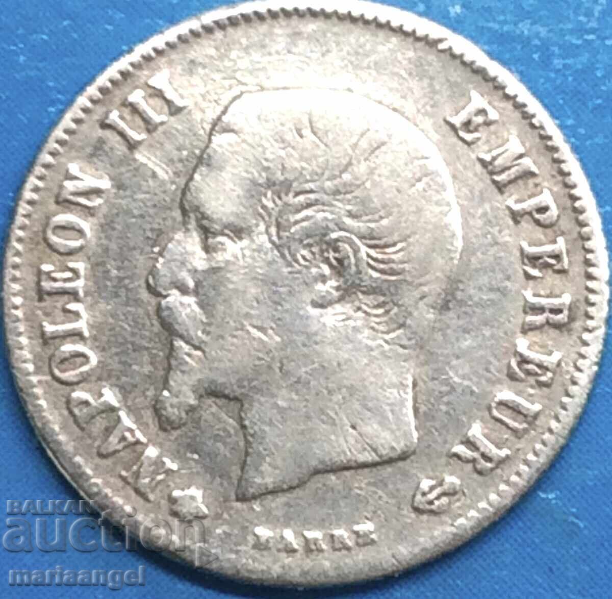 Auction  20 centimes 1860 France Strasbourg Napoleon III silver