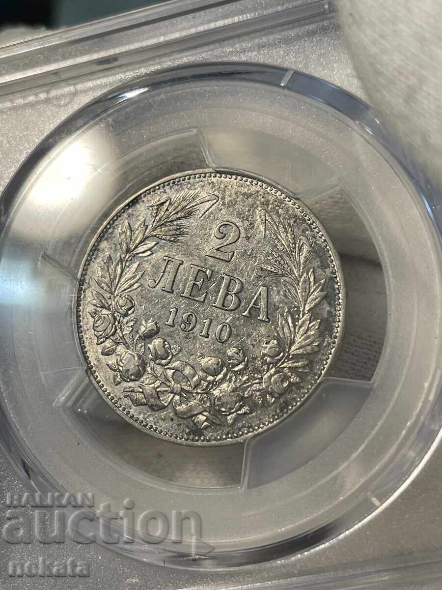 Δημοπρασία 2 Λέβα 1910 g. AU53 PCGS Δημοπρασία 2 Λέβα 1910 g. AU53 PCGS