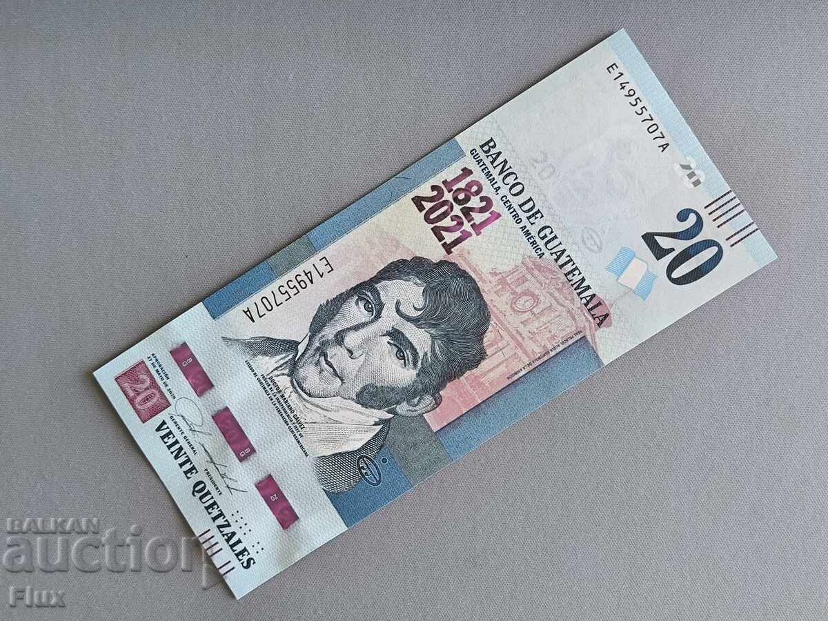 Banknote - Guatemala - 20 Quetzales (Commemorative) UNC | 2021 with price 15.00 BGN | € 7.67 Banknote - Guatemala - 20 Quetzales (Commemorative) UNC | 2021 with price 15.00 BGN | € 7.67