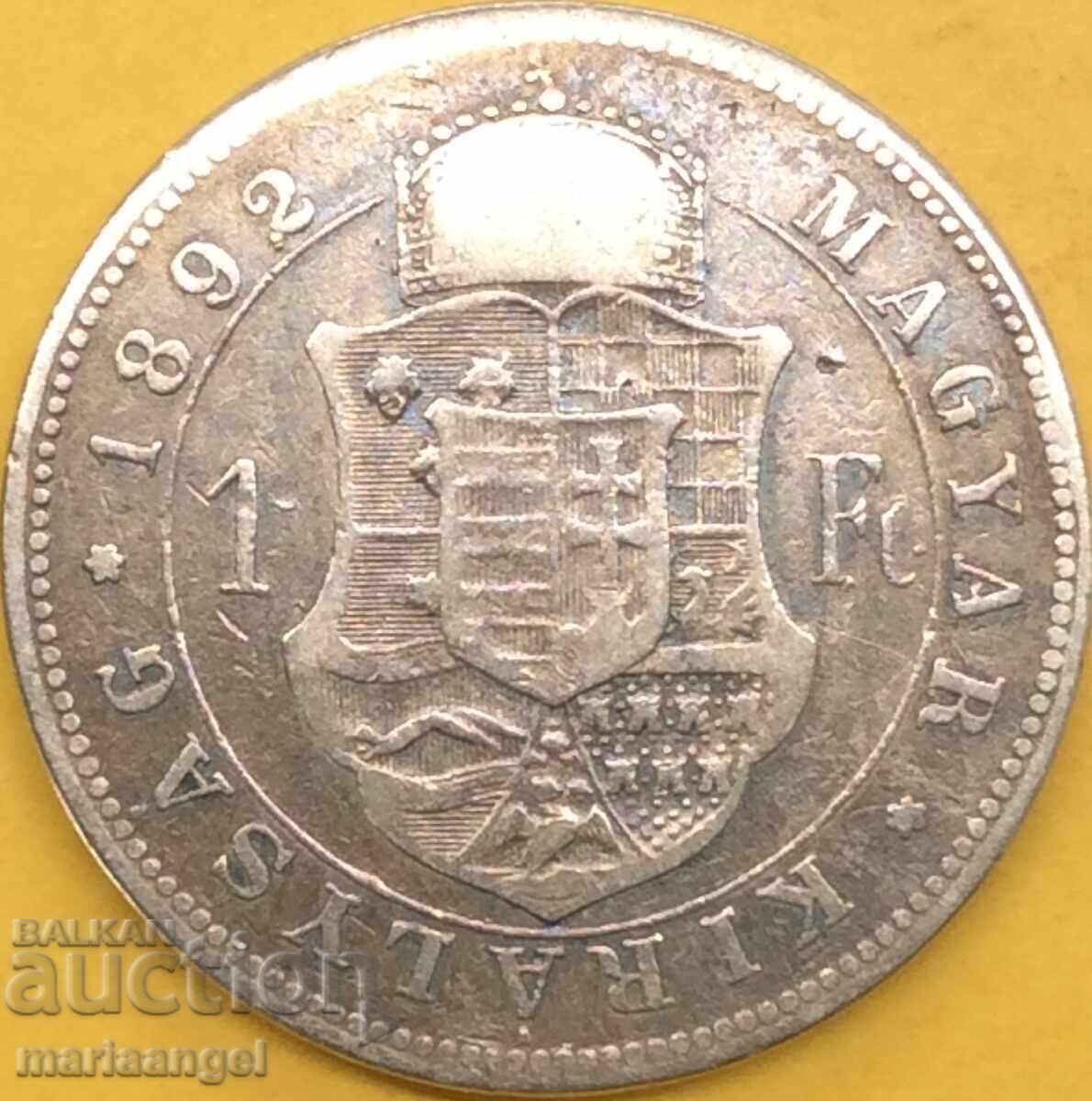 1 forint 1892 Ungaria Kremnitz 29mm 12,12g argint - RARĂ 1 forint 1892 Ungaria Kremnitz 29mm 12,12g argint - RARĂ