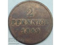 2 pfennig 1849 Bavaria Germany
