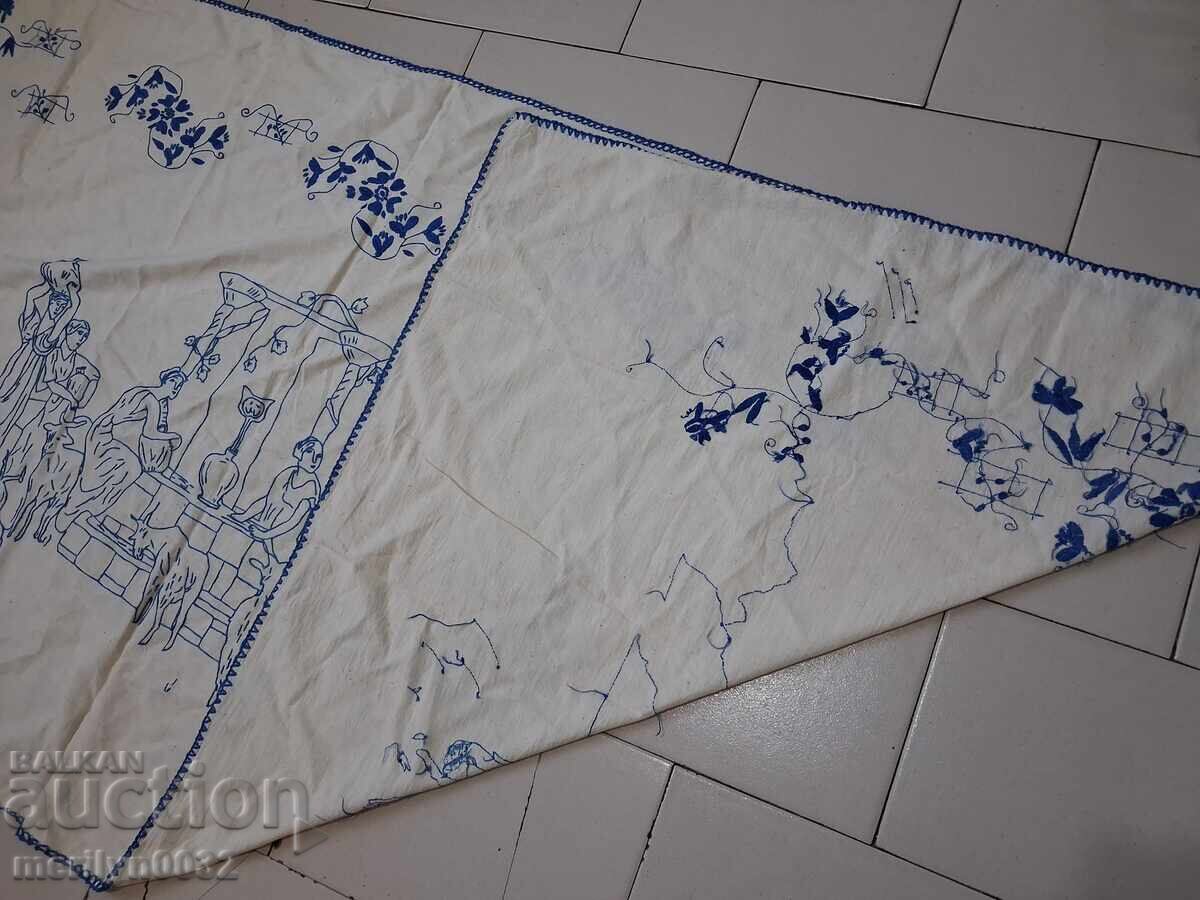 Auction  Hand-embroidered carpet costume interior item from the 1940s