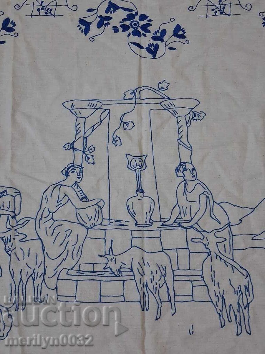 Hand-embroidered carpet costume interior item from the 1940s - 7