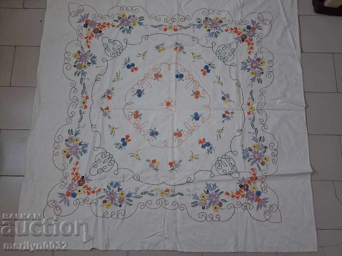 Old embroidered tablecloth milo Bulgarian embroidery carpet