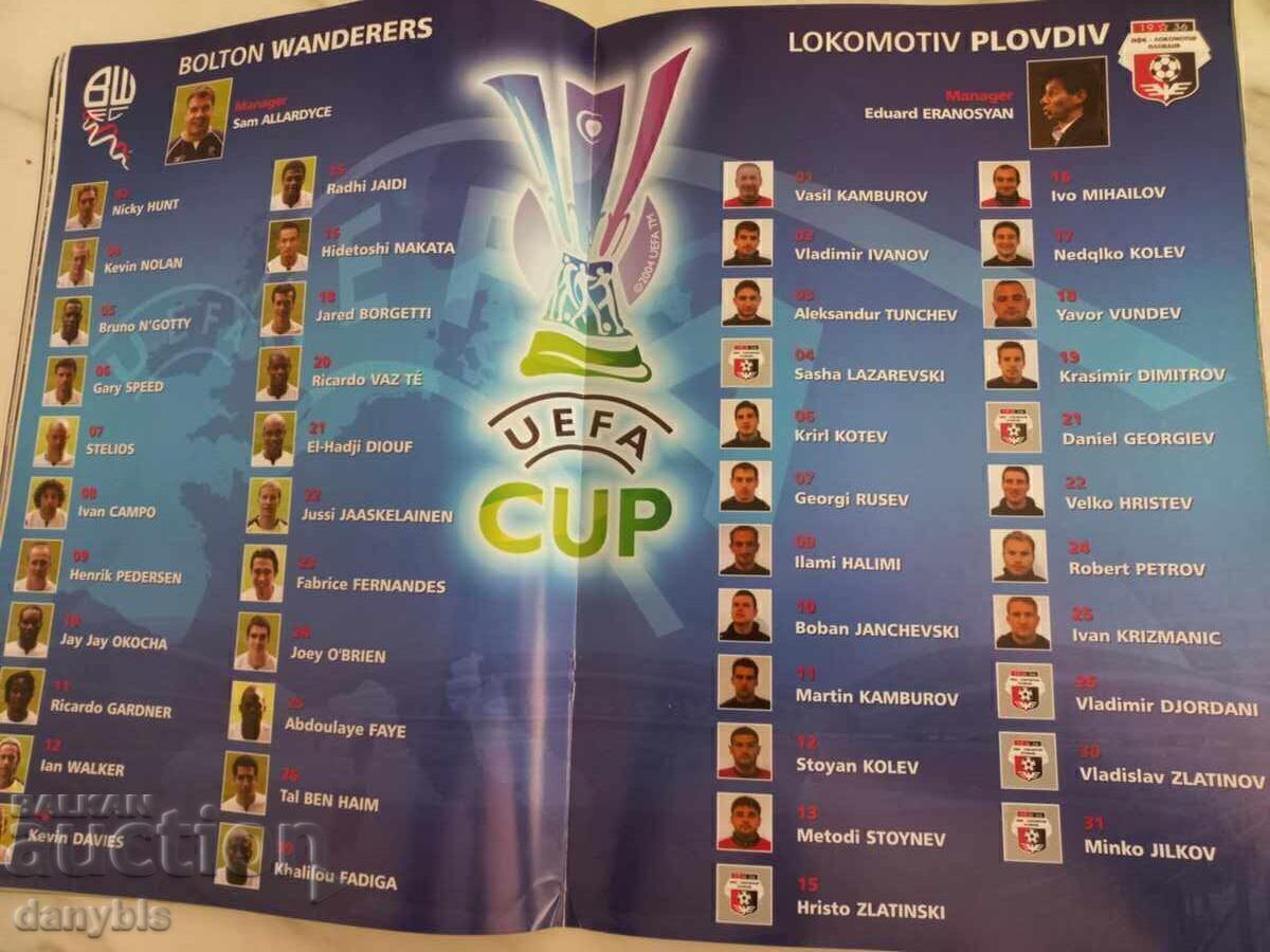 Programă de fotbal - Bolton - Lokomotiv Plovdiv 2005 - 6