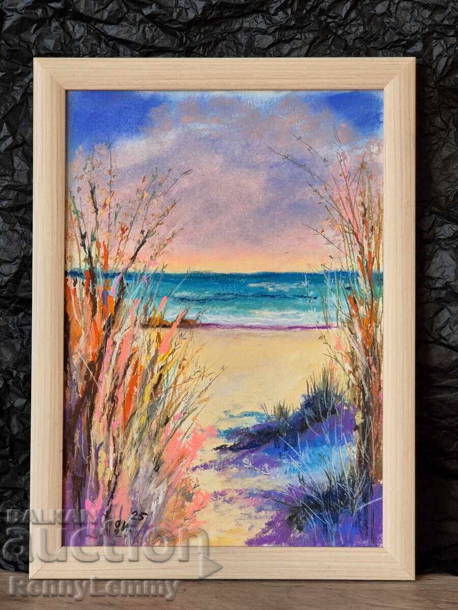 Θέρος σε χρώματα, αυθεντικός πίνακας, παστέλ