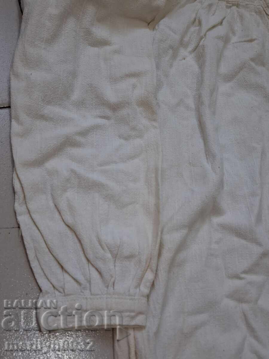 Παλιό ανδρικό πουκάμισο από καμβά, χειροποίητο υφαντό, κεντημένο, παραδοσιακή φορεσιά - 6