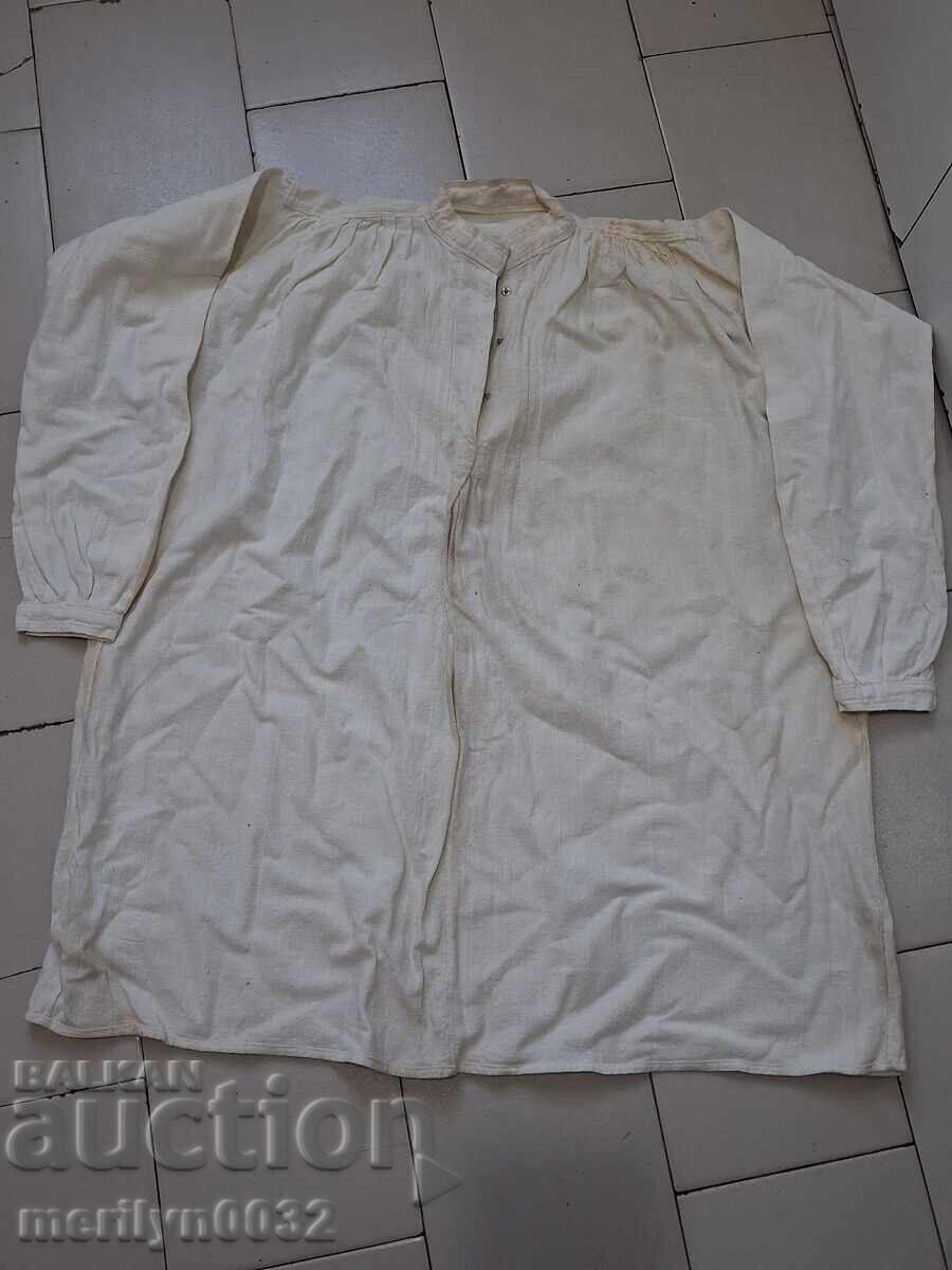 Παλιό ανδρικό πουκάμισο από καμβά, χειροποίητο υφαντό, κεντημένο, παραδοσιακή φορεσιά