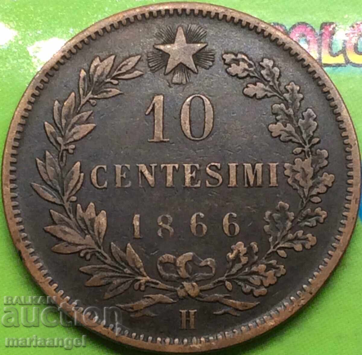 10 Centesimi 1866 H - Birmingham Italy 30mm Victor Emmanuel - 5