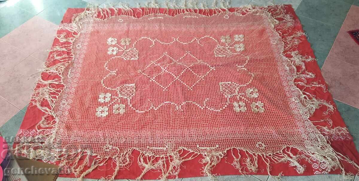 Mesh tablecloth 150/170cm. embroidery silk threads
