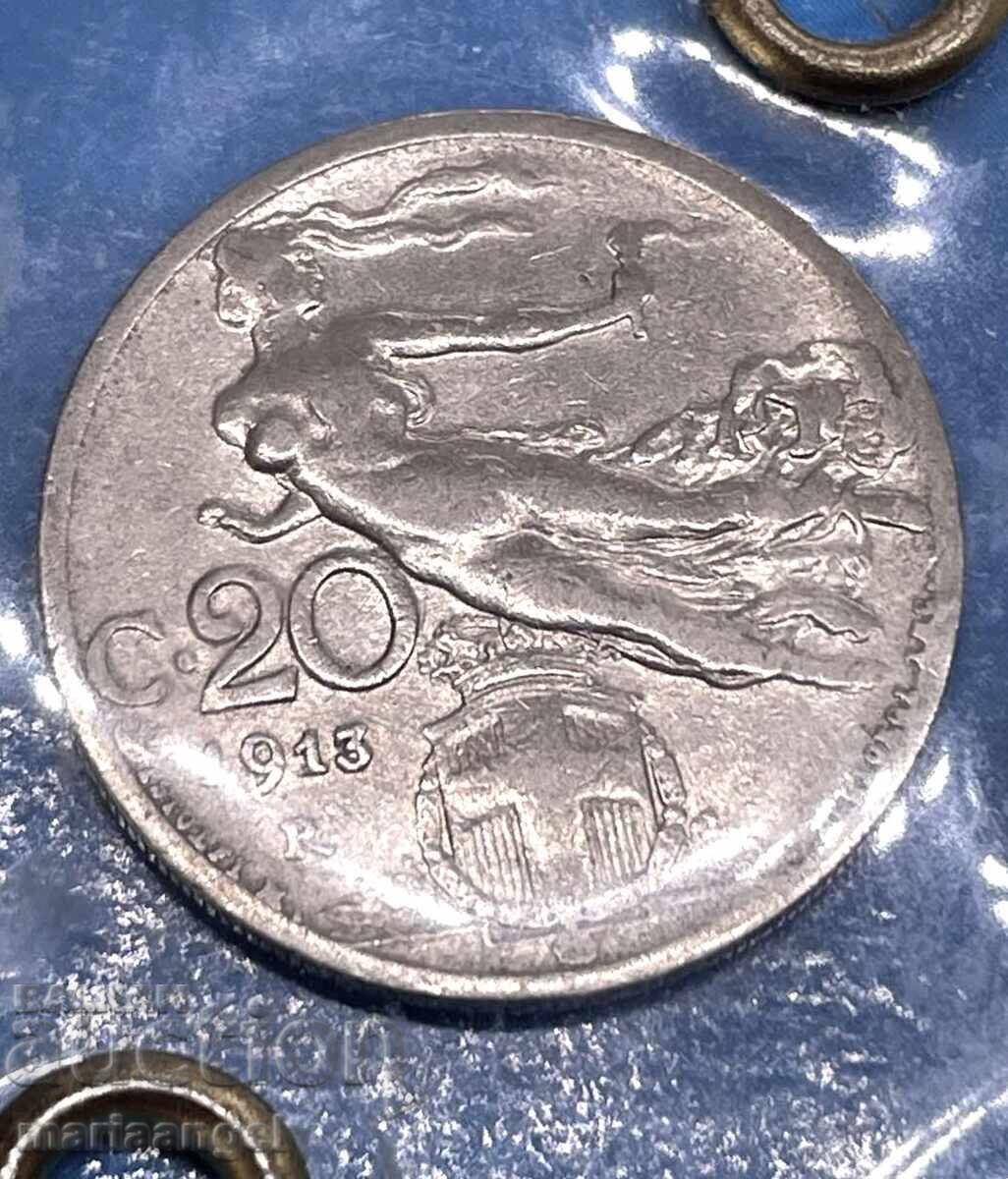 20 centesimi 1913 Ιταλία με τιμή 9.00 BGN | € 4.60