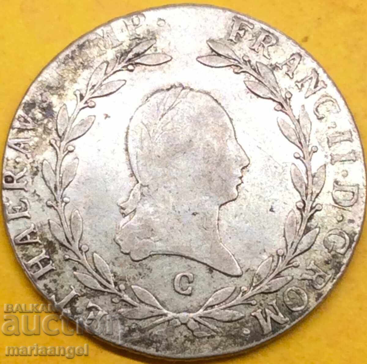 20 κρόιτσερ 1806 Αυστρία C- Πράγα αυτοκράτορας Φραγκίσκος Β' ασήμι 20 κρόιτσερ 1806 Αυστρία C- Πράγα αυτοκράτορας Φραγκίσκος Β' ασήμι