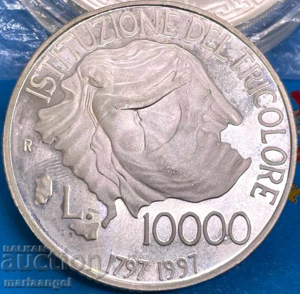 Δημοπρασία Ιταλία 10000 Λίρες 1997 Επετειακό - 200 έτη Τρικολόρ ασήμι