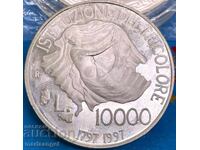 Ιταλία 10000 Λίρες 1997 Επετειακό - 200 έτη Τρικολόρ ασήμι
