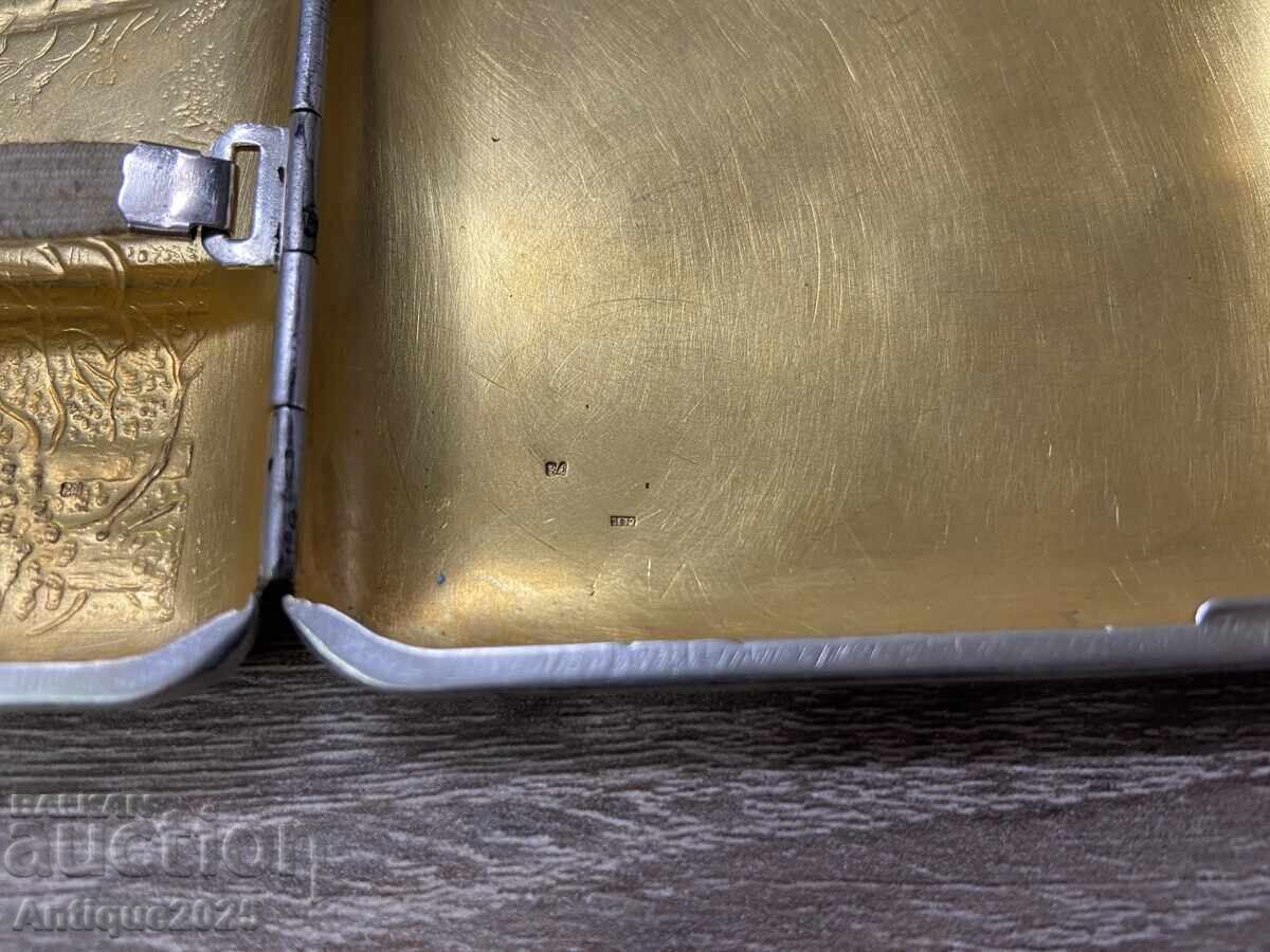 Старинен сребърен портсигар, проба 84 - 5