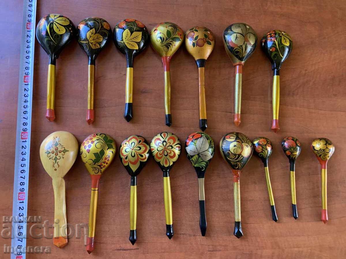LINGURI DE LEMN CU MOTIVE RUSEȘTI, COLECȚIE DE 16 BUC cu preț 79.00 BGN | € 40.39