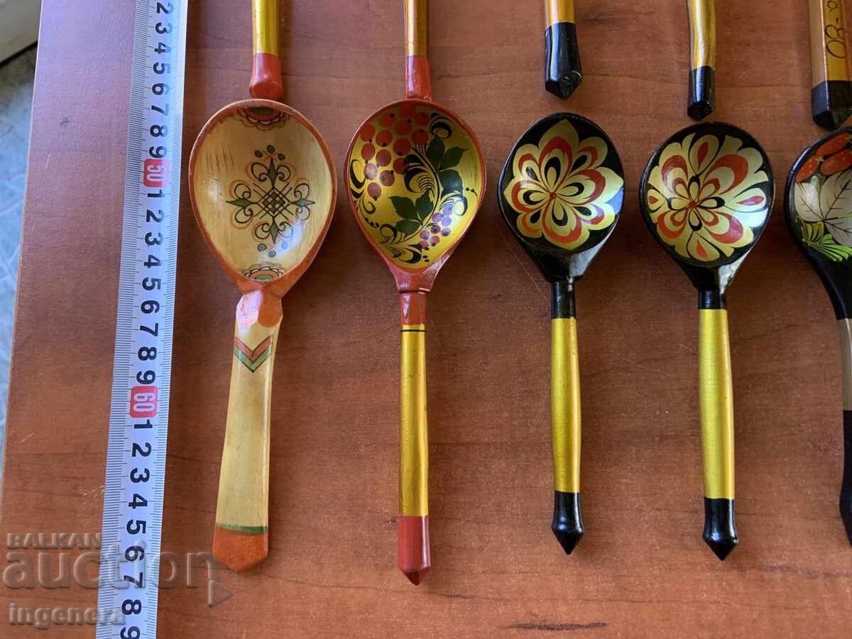 LINGURI DE LEMN CU MOTIVE RUSEȘTI, COLECȚIE DE 16 BUC - 5