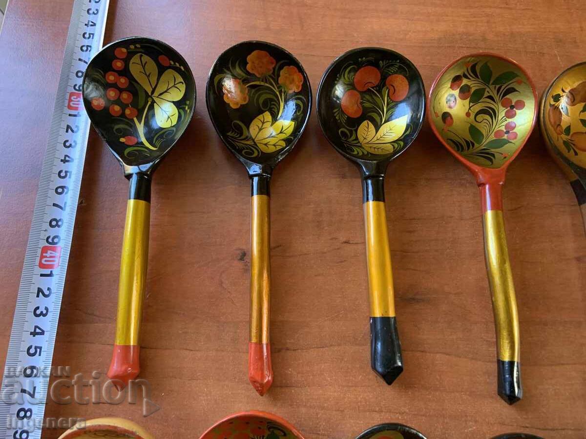 LINGURI DE LEMN CU MOTIVE RUSEȘTI, COLECȚIE DE 16 BUC - 6