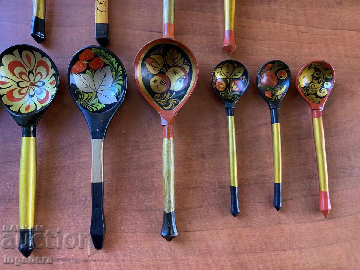 LINGURI DE LEMN CU MOTIVE RUSEȘTI, COLECȚIE DE 16 BUC - 7