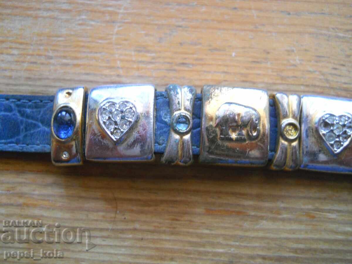 Auction  Leather bracelet with gold-plated elements (Pandora imitation)