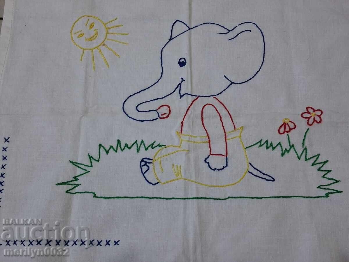 Embroidered children's towel napkin with an elephant - 7