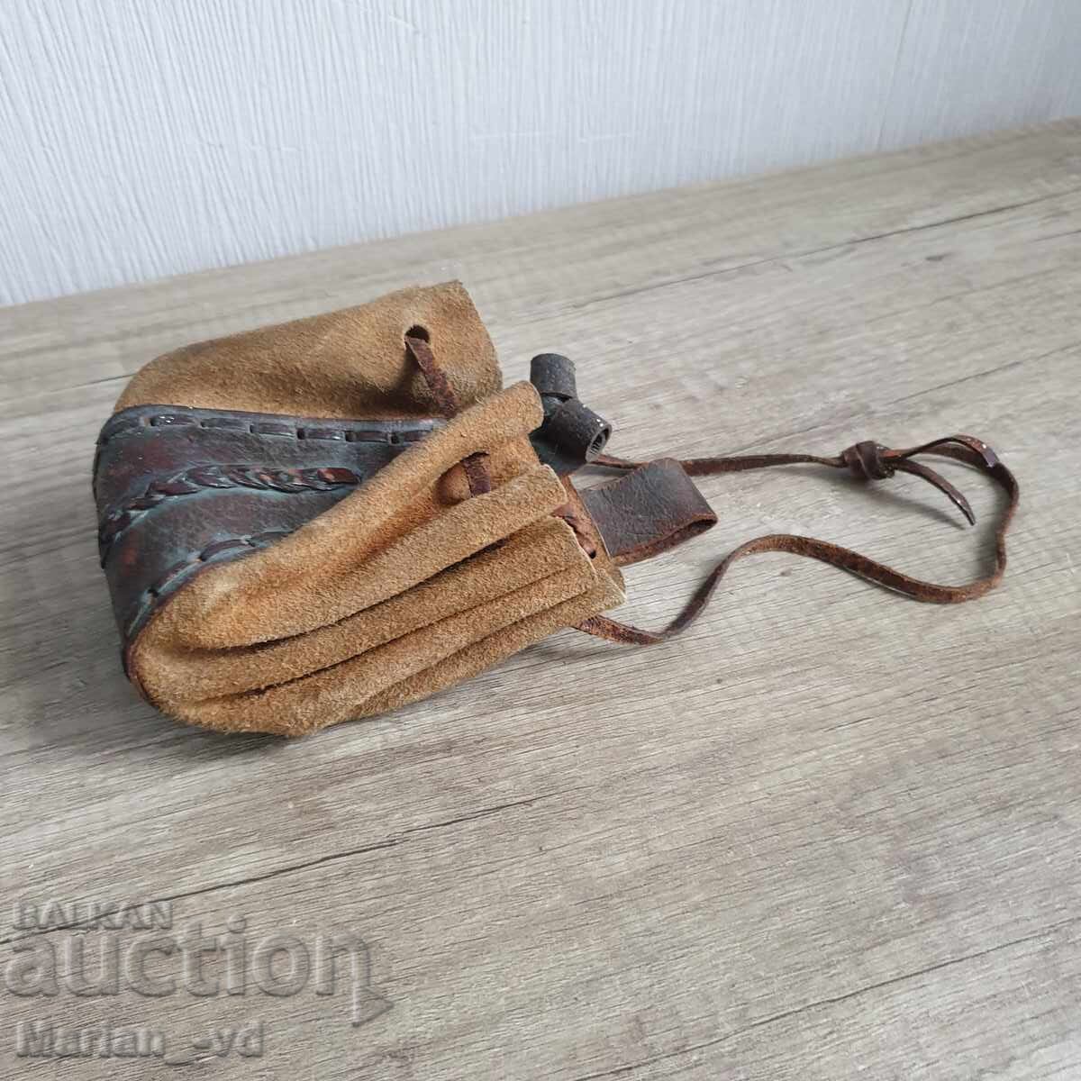 Παλιό πουγκί από φυσικό δέρμα - 7