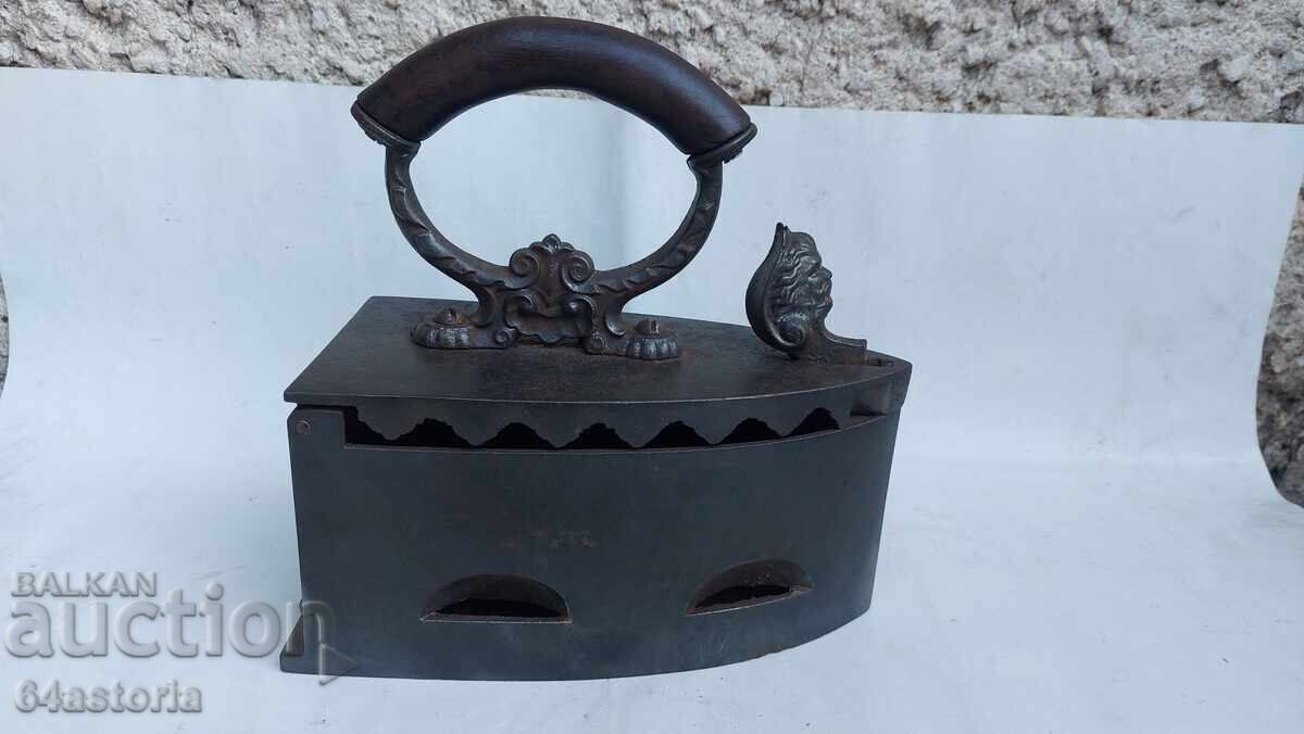 Flat iron heated by charcoal, coal, or embers, antique flat iron