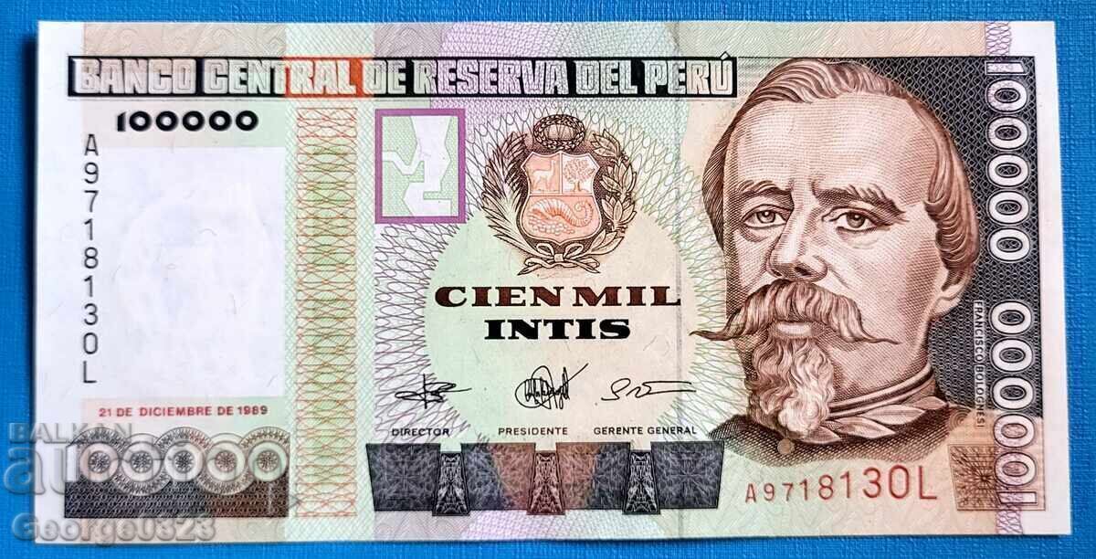 Peru 1989 100000 Intis UNC Nouă