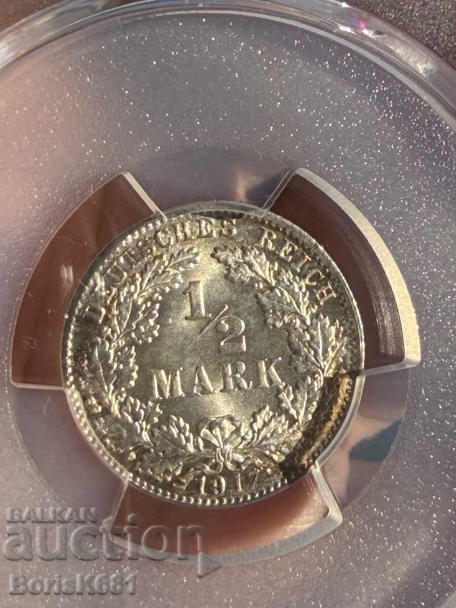 Germany 1/2 Mark 1917-D MS67 PCGS - 5 Germany 1/2 Mark 1917-D MS67 PCGS - 5