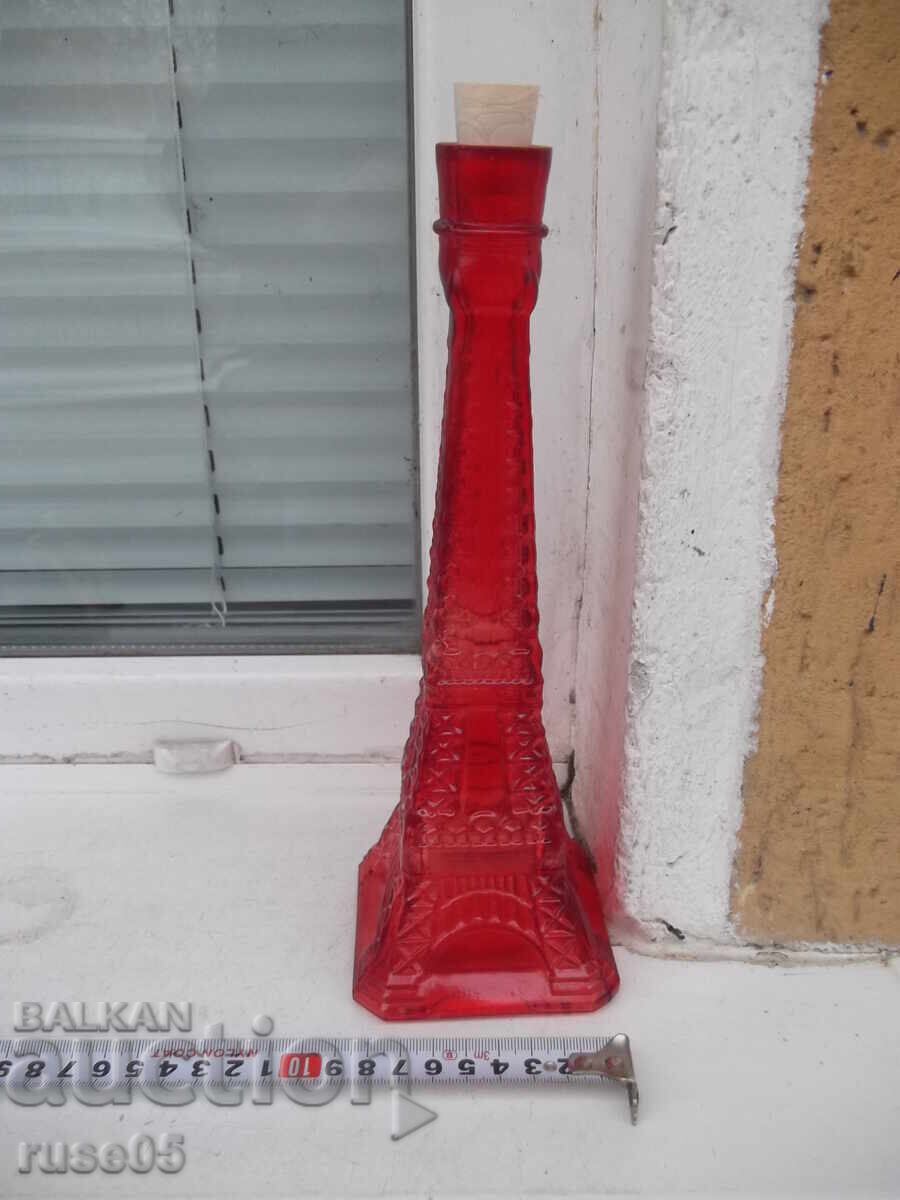 "Eiffel Tower" glass bottle, red