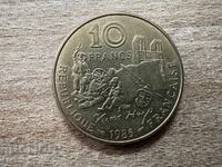 Franța - 10 franci (1985) - 100 de ani de la moartea lui Victor Hugo