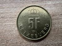 Luxemburg - 5 franci (1989)