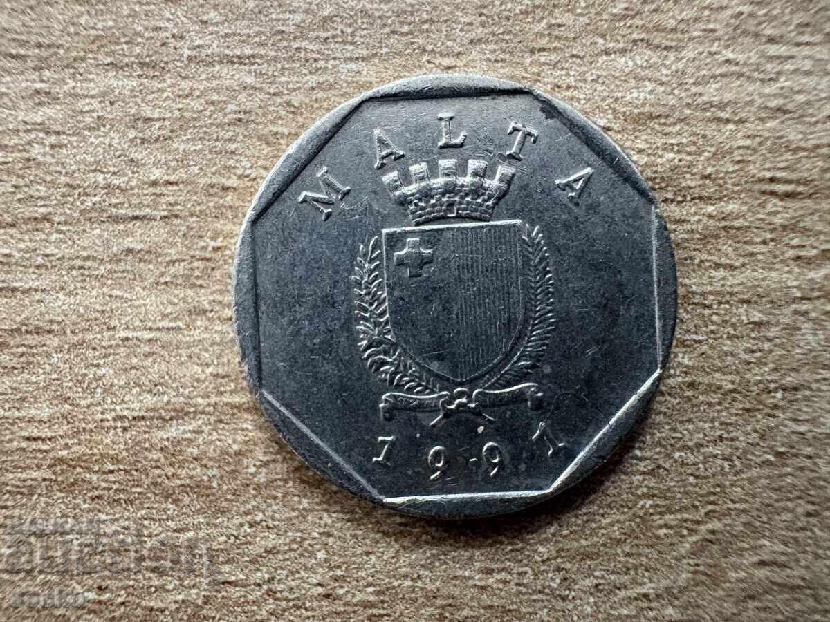 Malta - 5 cenți (1991) cu preț 0.45 BGN | € 0.23