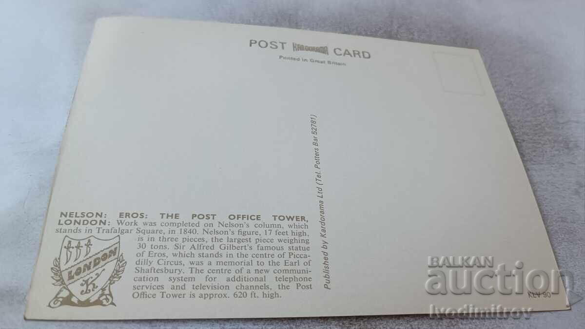 Postcard London Nelson Eros Post Office Tower with price 0.85 BGN | € 0.43